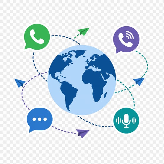 Messaging Icons Orbiting Globe
