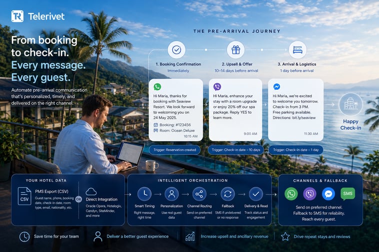 Automating pre-stay hotel guest messaging flow telerivet