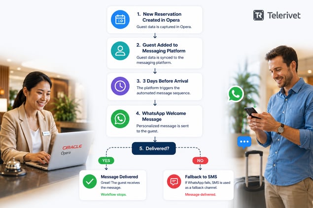 Hotel guest messaging workflow telerivet