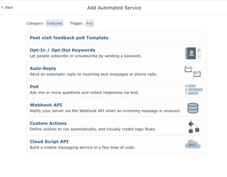 add services telerivet opt in opt out