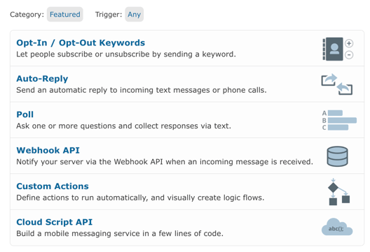 default featured services telerivet