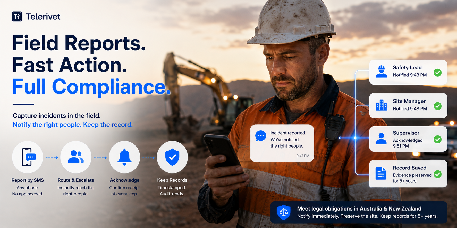 field reports and fast action with telerivet sms
