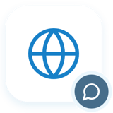 Globe with a chat bubble