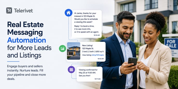 real estate sms whatsapp automation telerivet