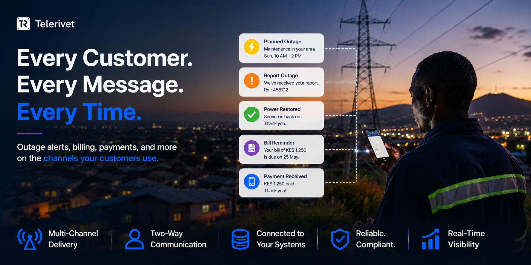 utilties messaging with telerivet