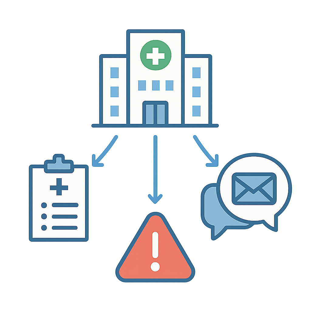 something that explains the concept Staff Coordination and Emergency Alerts for a health care facility via a2p messaging channels no words no people j-1